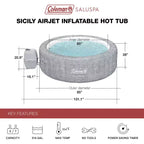 Spa gonflable Coleman SaluSpa Sicily AirJet avec 180 jets apaisants et lot de 2 sièges de piscine et de spa antidérapants Bestway Underwater avec pieds réglables, gris