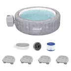 Coleman SaluSpa Sicily AirJet Hot Tub with 180 Soothing Jets with Set of 4 Bestway Underwater Non Slip Pool and Spa Seat with Adjustable Legs, Gray