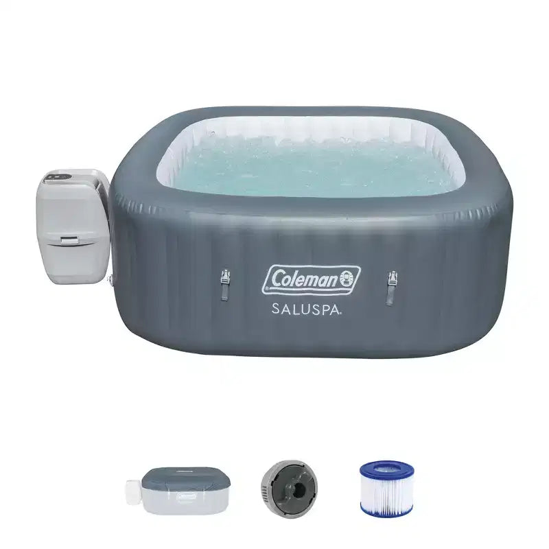 Spa gonflable carré Coleman SaluSpa 114 AirJet avec 2 sièges antidérapants submersibles Bestway SaluSpa pour piscine et spa avec pieds réglables