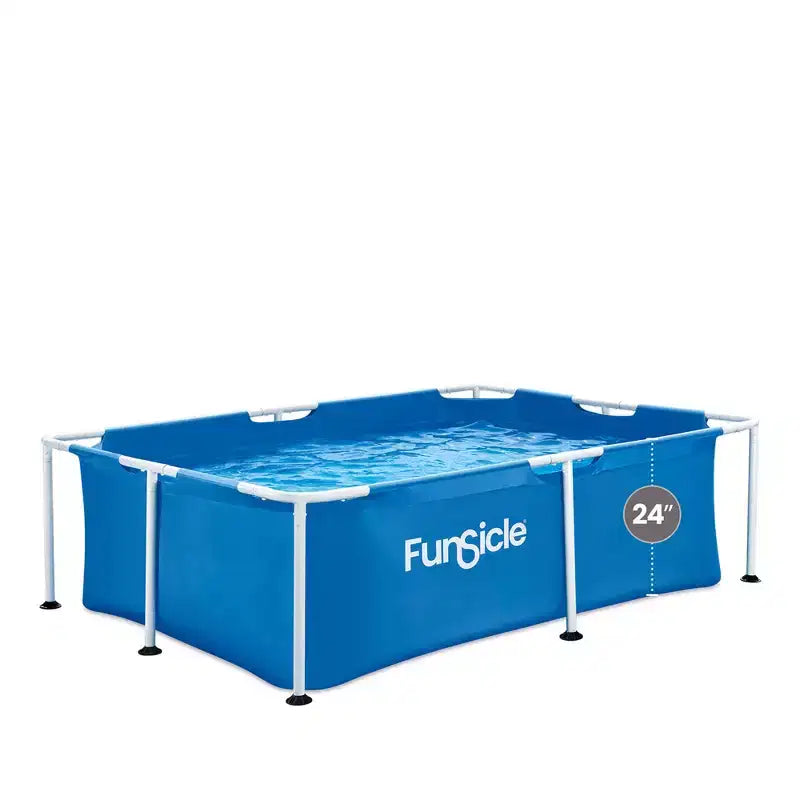 Piscine d'activité rectangulaire hors sol Funsicle de 7 pieds, durable, capacité 4 personnes, avec technologie SmartConnect pour les 6 ans et plus, Bleue