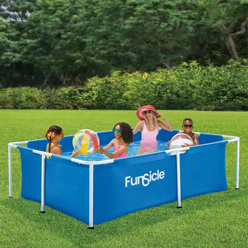 Piscine d'activité rectangulaire hors sol Funsicle de 7 pieds, durable, capacité 4 personnes, avec technologie SmartConnect pour les 6 ans et plus, Bleue