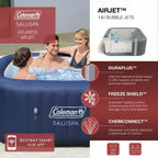 Spa gonflable carré Coleman SaluSpa Atlantis AirJet avec 140 jets apaisants et pack de 2 sièges de spa antidérapants submersibles Bestway SaluSpa à pieds réglables