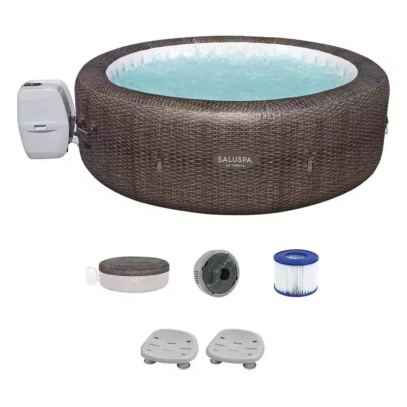 Bestway SaluSpa St Moritz AirJet with Pump, Air Filters, and Massage System + Bestway SaluSpa Underwater Non Slip Pool with Adjustable Height Legs