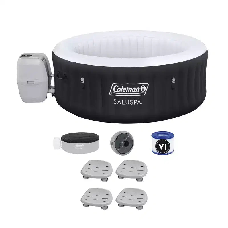 Bestway Coleman Miami AirJet Inflatable Hot Tub with 4 SaluSpa Non-Slip Spa Seat