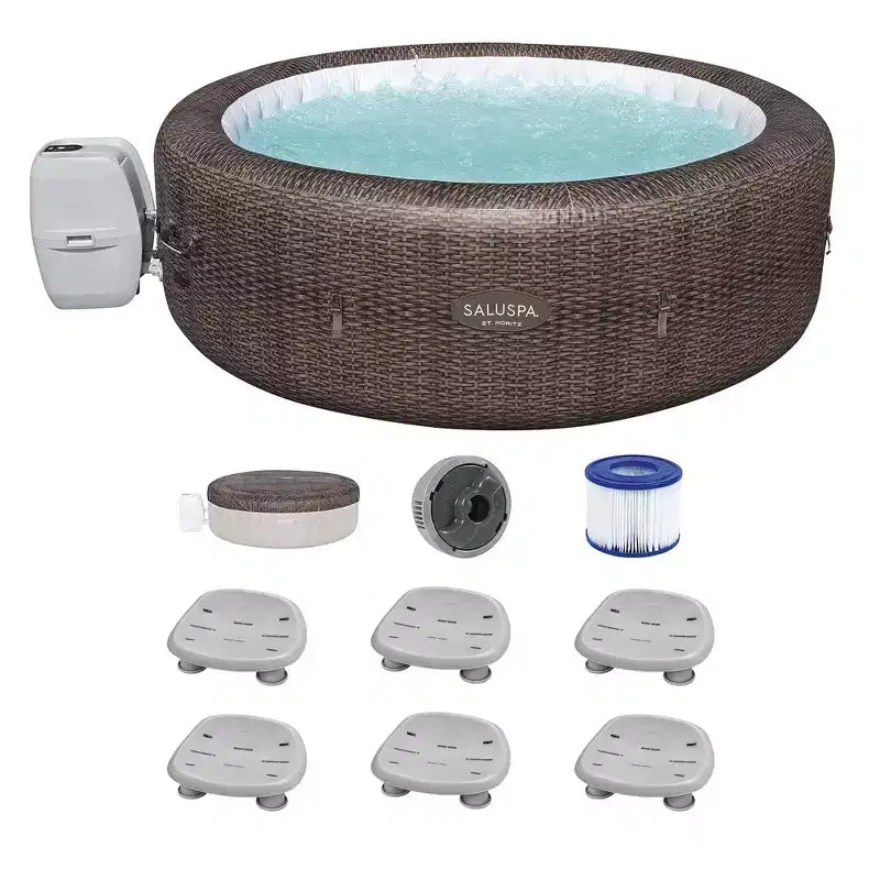 Bestway SaluSpa St Moritz AirJet with Pump, Air Filters, and Massage System with Underwater Non Slip Pool with Adjustable Height Legs