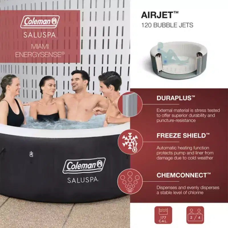 Spa gonflable Bestway Coleman Miami avec 2 sièges SaluSpa et 2 oreillers repose-tête