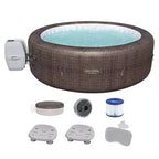 Bestway SaluSpa St Moritz AirJet Hot Tub with Set of 2 Non Slip Pool and Spa Seats and 2 Padded Headrest Pillows with Adjustable Strap, Brown