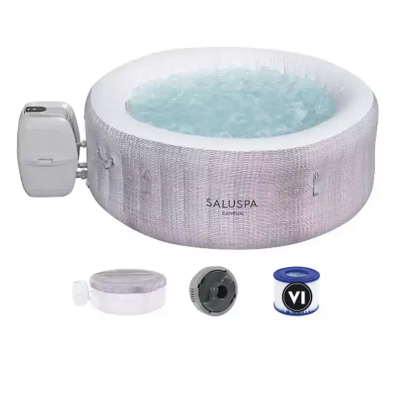 Spa gonflable Bestway SaluSpa Cancun AirJet avec 2 sièges antidérapants submersibles SaluSpa pour piscine et spa et 2 oreillers repose-tête