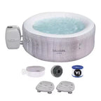 Bestway SaluSpa Cancun AirJet Inflatable Hot Tub with 120 Soothing Jets + Bestway SaluSpa Underwater Non Slip Pool and Spa Seat with Adjustable Legs