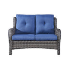 Gymojoy Canapé d'extérieur deux places en rotin Wicker Sofa Set