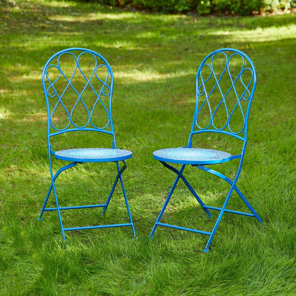 Ensemble bistrot pliant en métal Glitzhome pour extérieur, 3 pièces, table et chaises de patio