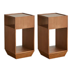 Table d'appoint en bois à deux niveaux, style moderne du milieu du siècle, avec rangement ouvert