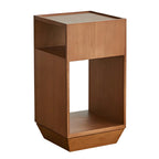 Table d'appoint en bois à deux niveaux, style moderne du milieu du siècle, avec rangement ouvert