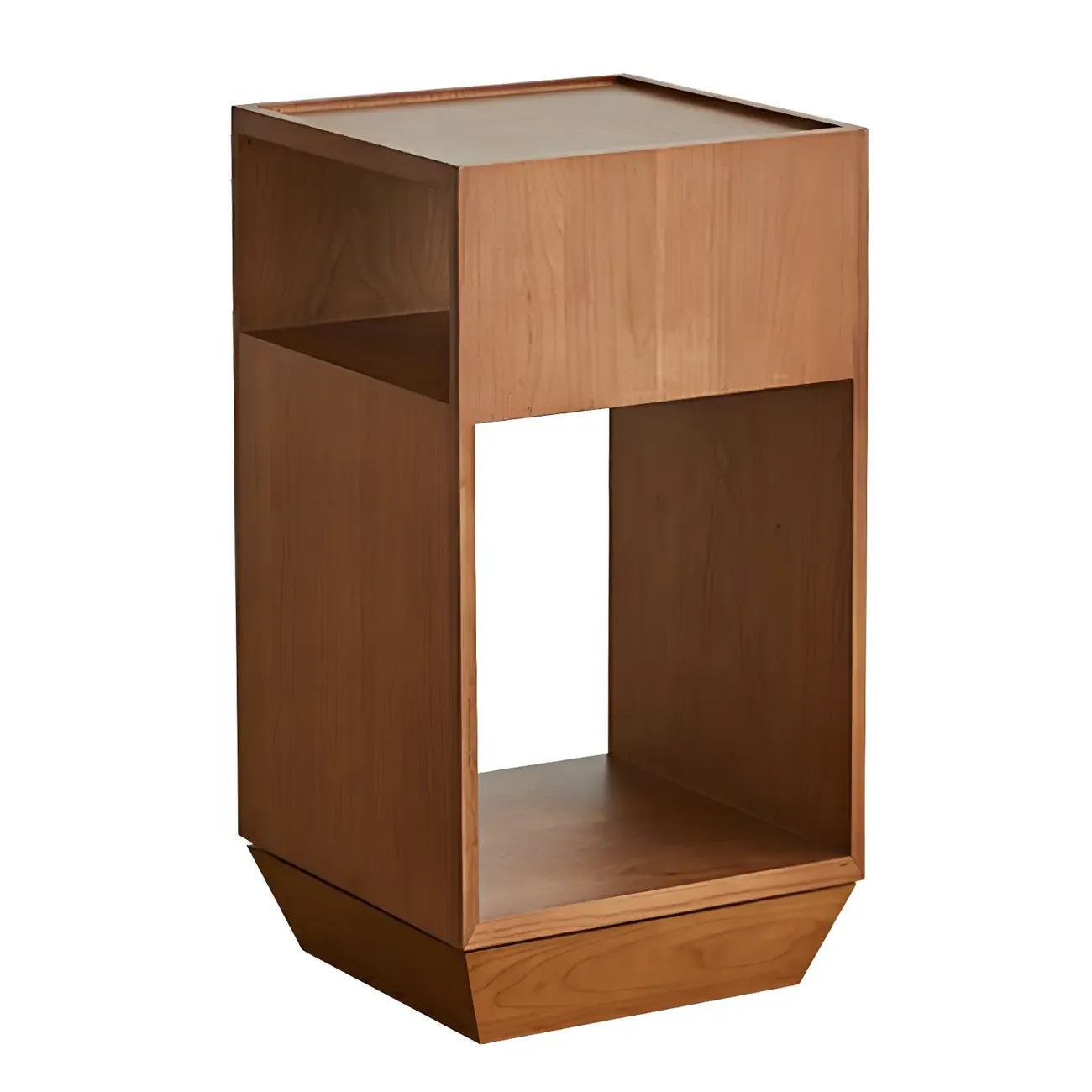 Table d'appoint en bois à deux niveaux, style moderne du milieu du siècle, avec rangement ouvert