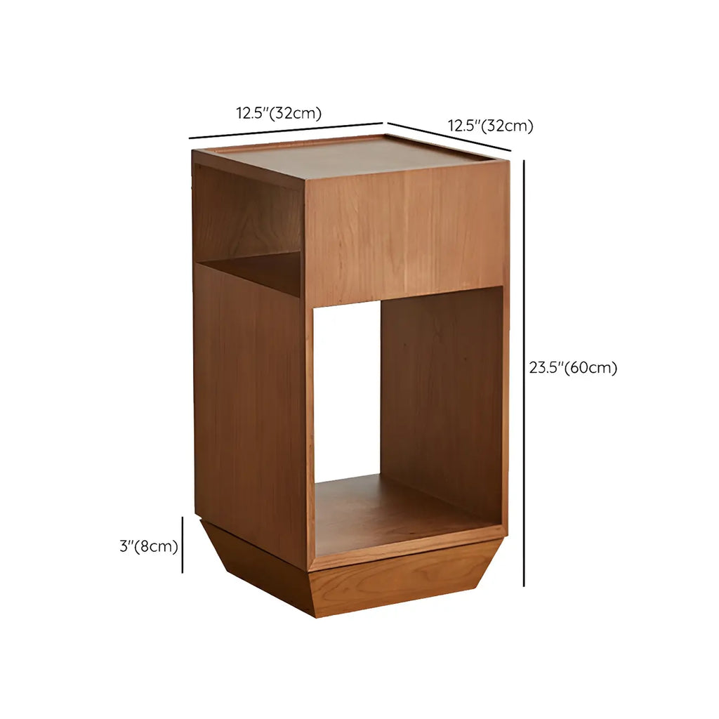 Table d'appoint en bois à deux niveaux, style moderne du milieu du siècle, avec rangement ouvert