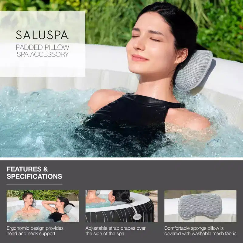 Spa gonflable Bestway Coleman Hawaii AirJet avec couverture EnergySense, gris + siège de spa Bestway SaluSpa + oreillers Bestway SaluSpa