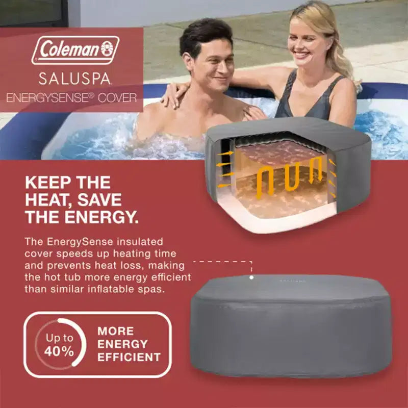 Jacuzzi gonflable Bestway Coleman Hawaii AirJet avec couvercle EnergySense, bleu + Siège de spa Bestway SaluSpa (lot de 4) + Oreillers Bestway SaluSpa (lot de 2)