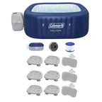 Bestway Coleman Hawaii AirJet Inflatable Hot Tub with EnergySense Cover, Blue + Bestway SaluSpa Spa Seat (6 Pack) + Bestway SaluSpa Pillows (3 Pack)