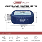 Bestway Coleman Hawaii AirJet Spa Gonflable avec Couverture EnergySense, Bleu + Siège de Spa Bestway SaluSpa (6 unités) + Oreillers Bestway SaluSpa (3 unités)