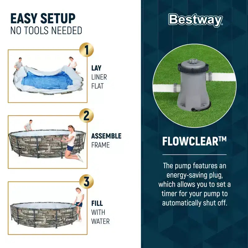 Piscine hors sol Bestway Steel Frame avec pompe de filtration et filtre