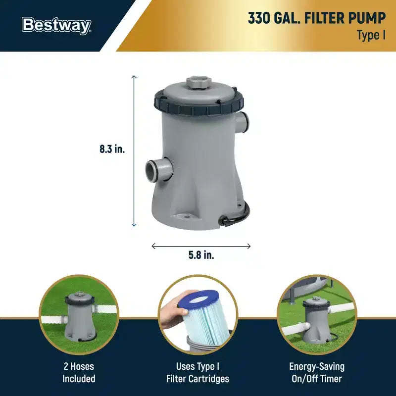 Piscine hors sol Bestway Steel Frame avec pompe de filtration et filtre