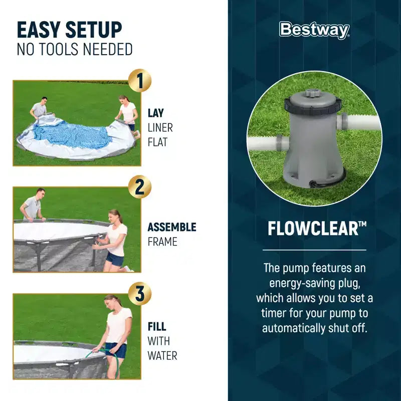 Piscine hors sol Bestway Steel Frame avec pompe de filtration et filtre