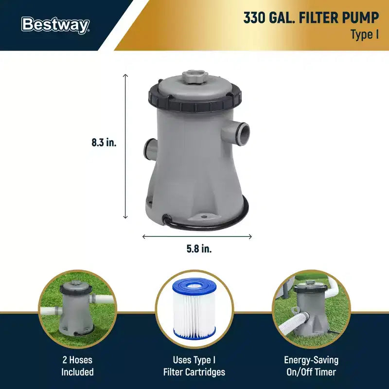 Piscine hors sol Bestway Steel Frame avec pompe de filtration et filtre