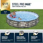 Piscine hors sol Bestway Steel Frame avec pompe de filtration et filtre