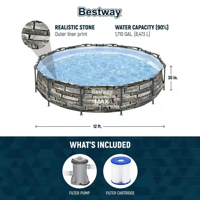 Piscine hors sol Bestway Steel Frame avec pompe de filtration et filtre