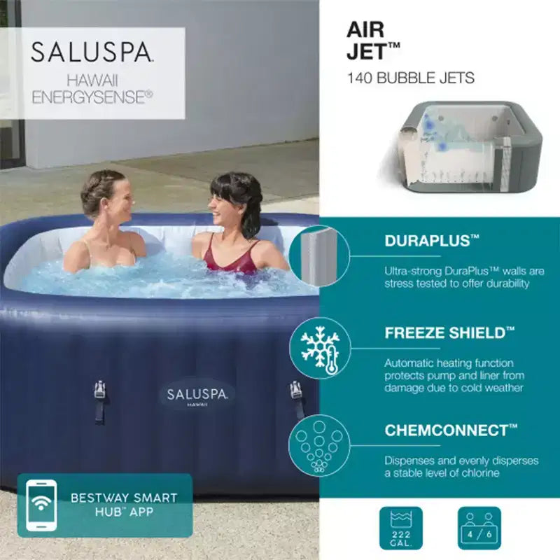 Spa gonflable Bestway Hawaii avec 6 places SaluSpa et 2 oreillers appuie-tête