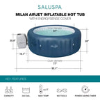Bain à remous gonflable Bestway SaluSpa Milan AirJet avec ensemble de 2 sièges antidérapants pour piscine et spa et oreiller de soutien-tête rembourré avec sangle réglable, gris