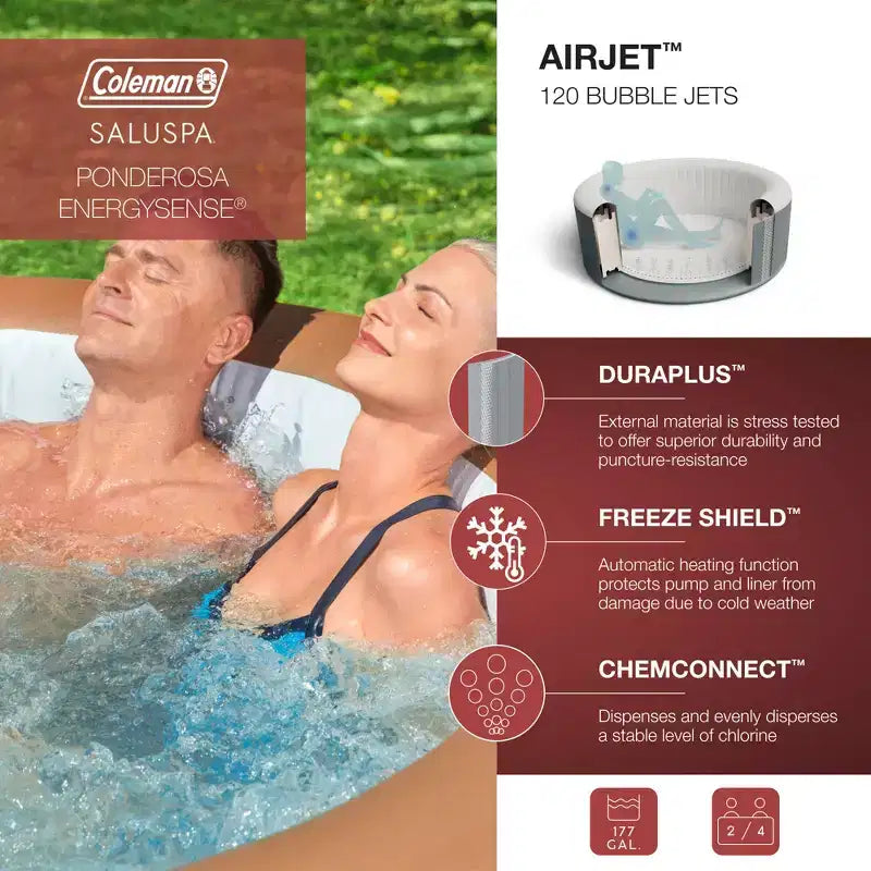 Spa gonflable Bestway Coleman Miami AirJet avec 2 sièges antidérapants SaluSpa