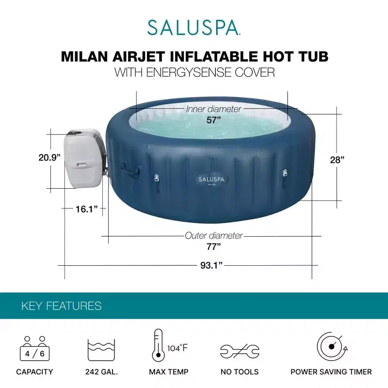 Spa gonflable Bestway SaluSpa Milan + Siège de spa Bestway SaluSpa (lot de 2)