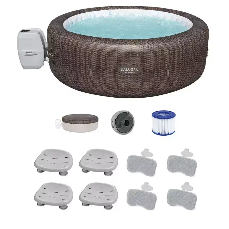 Bestway Coleman St Moritz Hot Tub with 4 SaluSpa Seat and 2 Headrest Pillows