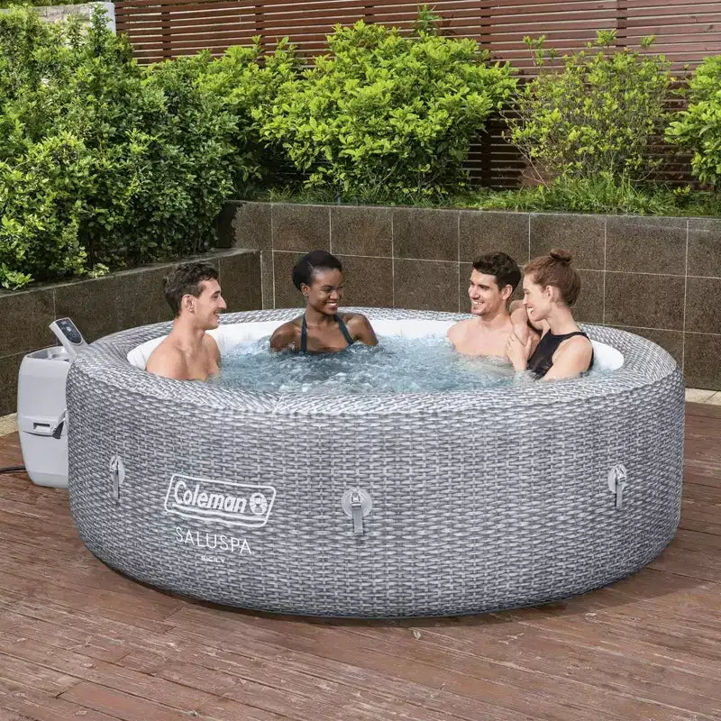 Bain à remous gonflable Bestway Coleman Sicily AirJet avec 4 sièges antidérapants SaluSpa