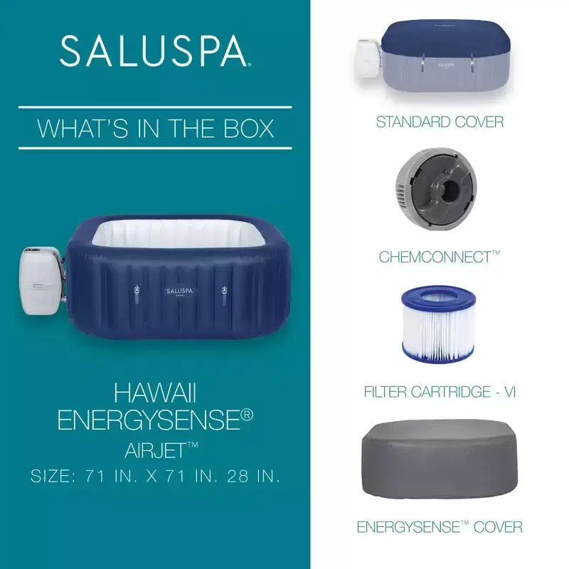 Bain à remous gonflable Bestway Hawaii avec 4 sièges SaluSpa et 2 oreillers appuie-tête