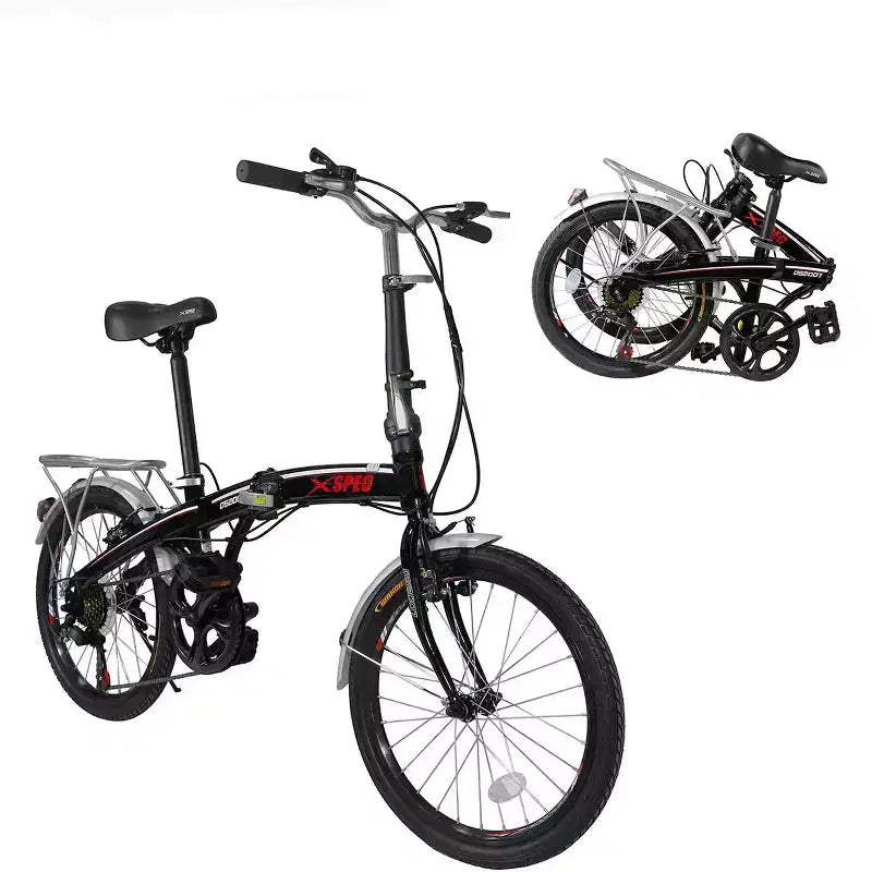 Vélo de ville pliant compact Xspec 20, 7 vitesses, noir (NON électrique)
