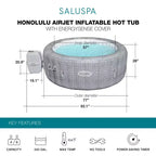 Spa gonflable Bestway Coleman Honolulu AirJet avec couvercle EnergySense, lot de 6 sièges de spa SaluSpa et 6 ensembles d'appuie-têtes rembourrés SaluSpa