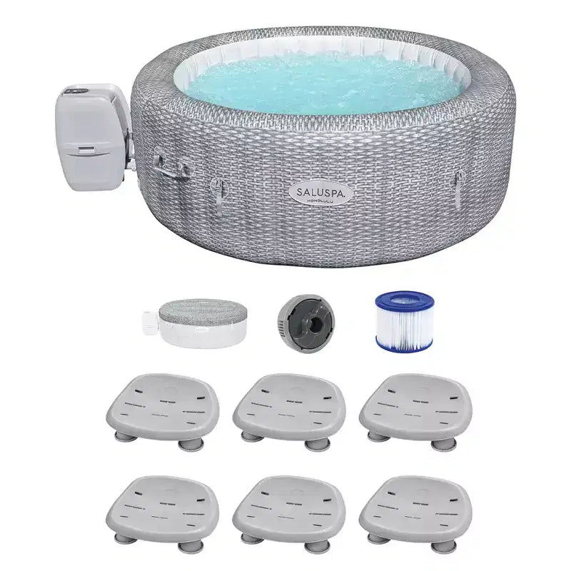 Bestway Coleman Honolulu AirJet Inflatable Hot Tub with 6 Pack SaluSpa Spa Seat