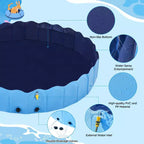 Piscine Pliable pour Chiens Yaheetech, Piscine pour Chiens avec Arroseur Bleu