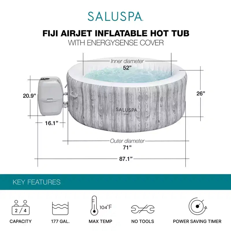 Spa Gonflable Bestway SaluSpa Fiji AirJet avec Couverture EnergySense