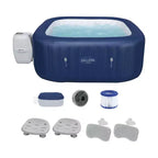 Bestway SaluSpa Hawaii AirJet Square Inflatable Hot Tub, Underwater Pool and Spa Seat with Adjustable Legs (2 Pack), and Headrest Pillow (2 Pack)