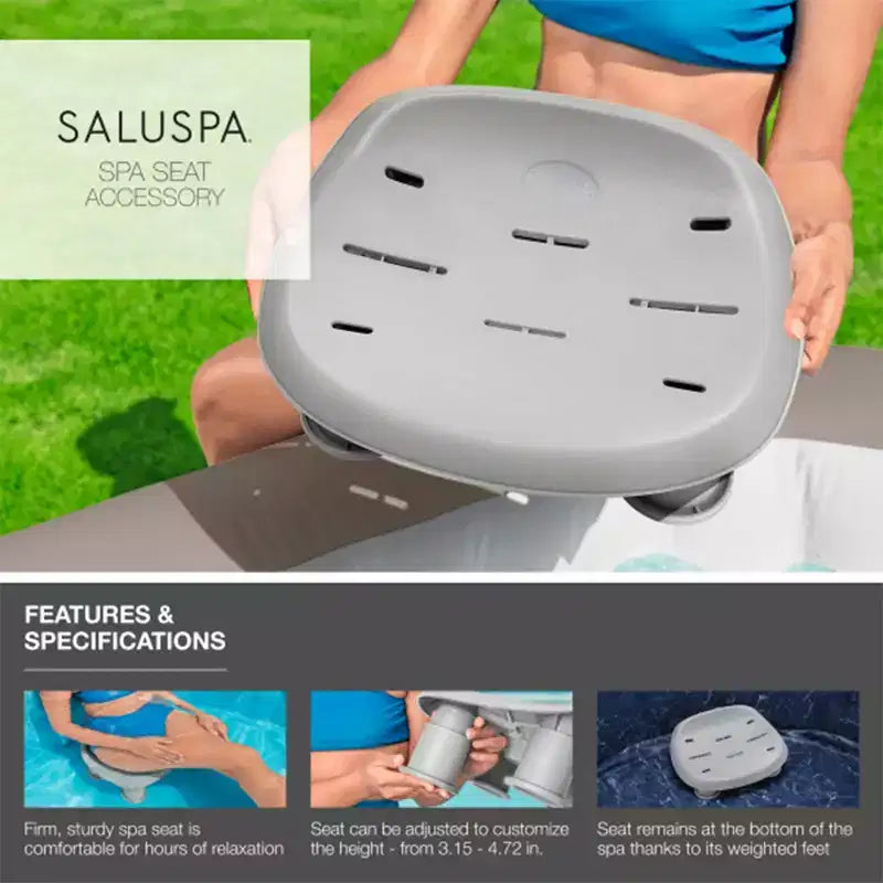 Spa gonflable carré Bestway SaluSpa Hawaii AirJet, siège immergé pour piscine et spa avec pieds réglables (paquet de 2) et oreiller appui-tête (paquet de 2)