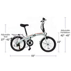 Vélo pliant compact Xspec 20 7 vitesses, pour trajets urbains, blanc (NON électrique)