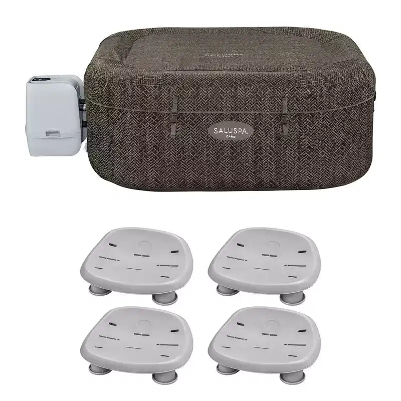 Bestway SaluSpa AirJet Inflatable Square Hot Tub with 4 Non Slip Pool & Spa Seat