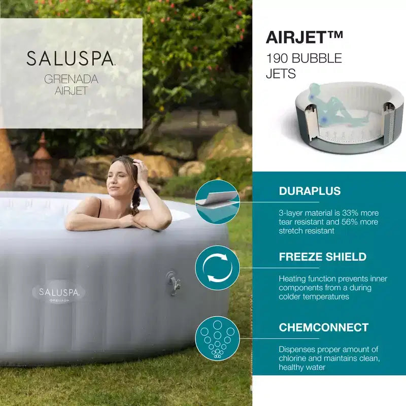 Spa gonflable Bestway SaluSpa Grenada AirJet, 4 sièges de spa et 4 appuie-têtes