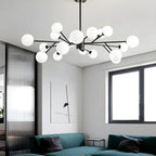 Lustre Sputnik en verre blanc à globe, style moderne du milieu du siècle