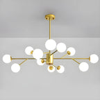 Lustre Sputnik en verre blanc à globe, style moderne du milieu du siècle