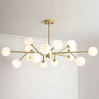 Lustre Sputnik en verre blanc à globe, style moderne du milieu du siècle