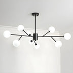 Lustre Sputnik en verre blanc à globe, style moderne du milieu du siècle